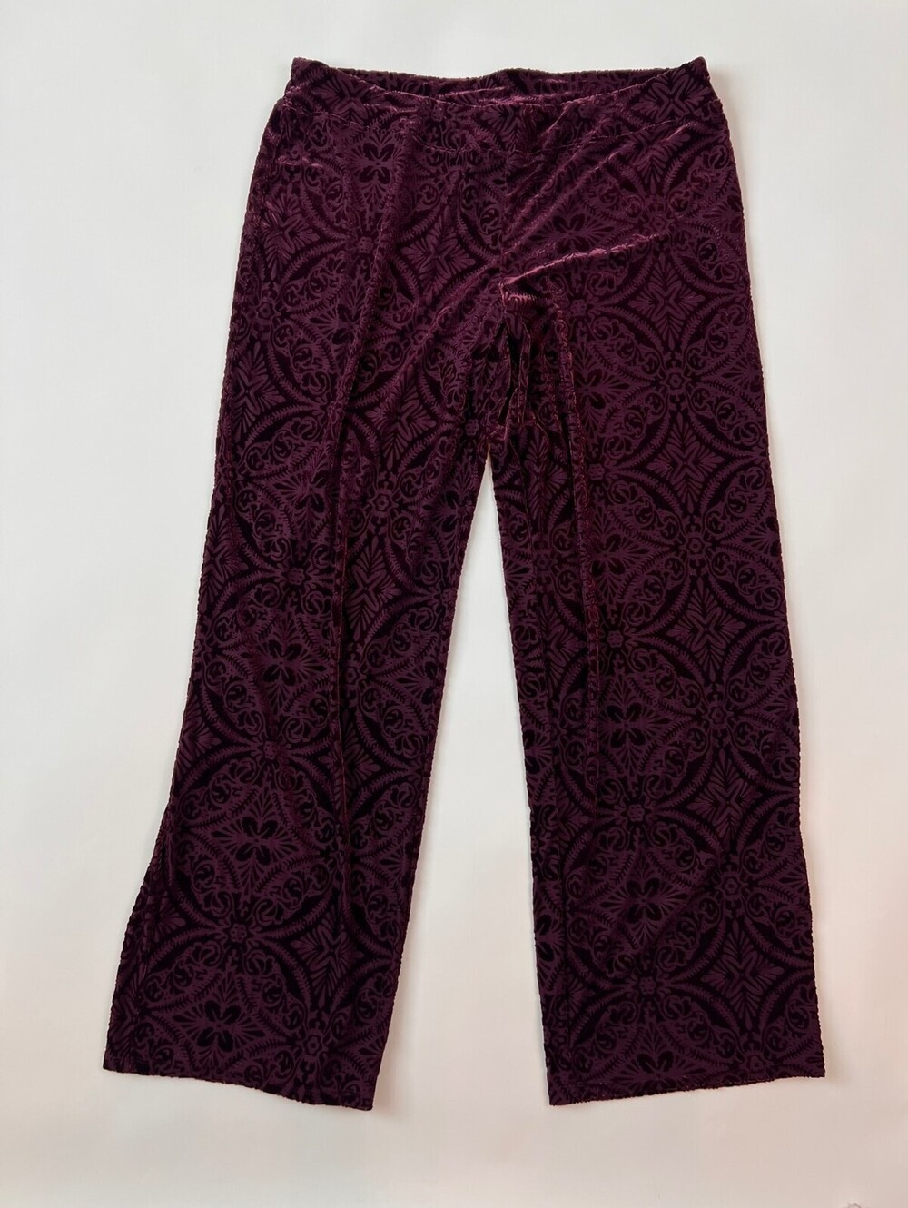 Soma Velvet Sheer Burnout Sleep Pajama Pants Burgundy size Large